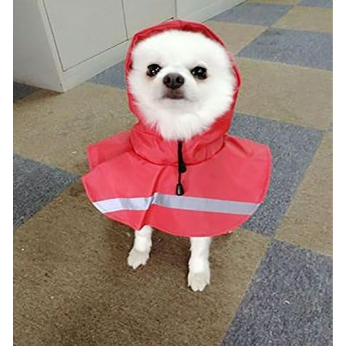 Дощовик для собак, дощовий плащ для собак з капюшоном, підходить для шлейки, легкий та світловідбиваючий дощовик для собак середніх та великих порід (Червоний, S)