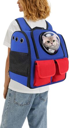 Рюкзак для кота PETCUTE, блакитний: зручний, дихаючий, з підкладкою. Ідеальний для транспортування котів та маленьких собак