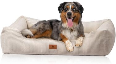 Лежак для собак Knuffelwuff Olivia XL 105x75 см, бежевий, кордовий матеріал, знімний чохол, для великих, середніх і малих собак, праний