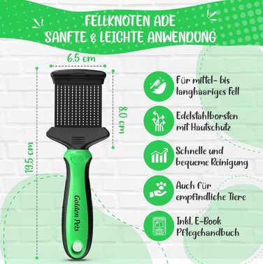 Зубчаста щітка для собак та котів з захисними нопочками - видаляє підшерсток, ковтуни та вузли. Щітка для довгошерстих собак, для порід Cockapoo та Пудель, для щоденного догляду за шерстю, розмір S. Зубчаста щітка 2.0 (маленька)