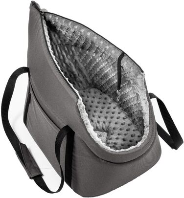 Трансформер для собак та котів (сірий), 34 x 22 x 26 см - переноска для цуценят та маленьких собак до 5 кг (плюшевий матеріал з буграми)