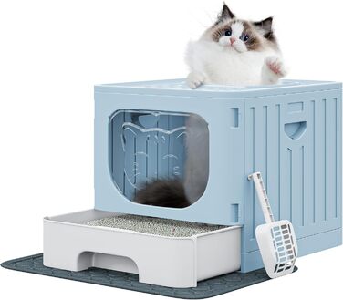 Котячий туалет з кришкою YITAHOME синій