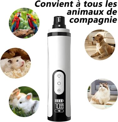 Електричний триммер для собак, котів та інших тварин з напилком, 2 LED-ліхтарики, 3 швидкості, безпечний