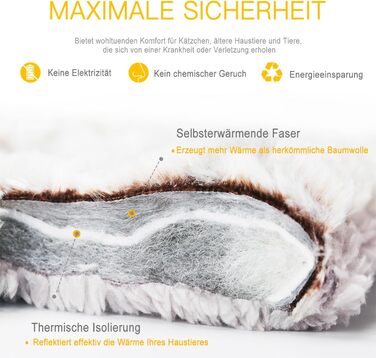 Тепла ковдра Mora Pets для котів: самонагріваюча, м'яка, двостороння, 70 x 46 см