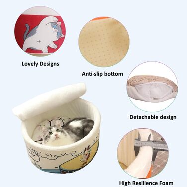 Кішечка-гніздишко для котів, м'яке ліжко-будиночок для кошенят та дорослих котів, зручне місце для відпочинку та сну