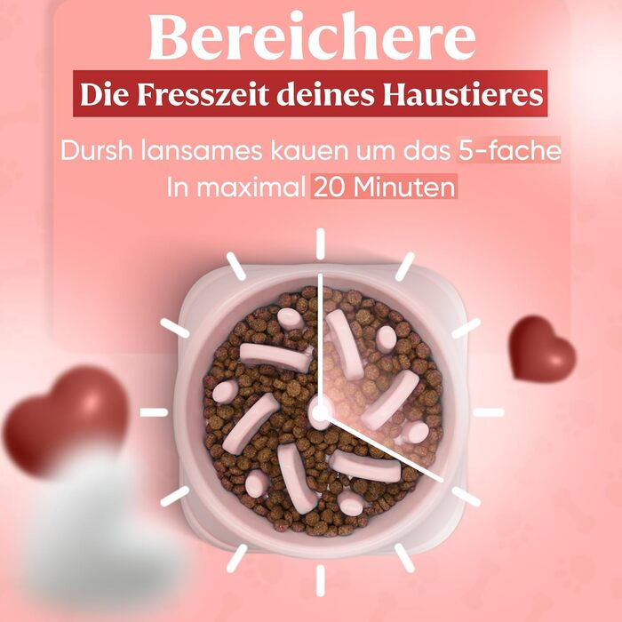 Миска для собак великих порід, повільне годування, антигликальна миска, для здоров'я травлення, проти блювоти, нековзна підставка, рожева, для великих та XXL собак
