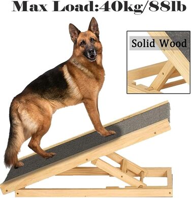 Сходинки для собак, складані, 100 см, регульована висота, дерев'яна рампа для собак, для дивана, авто, ліжка, з антиковзким покриттям