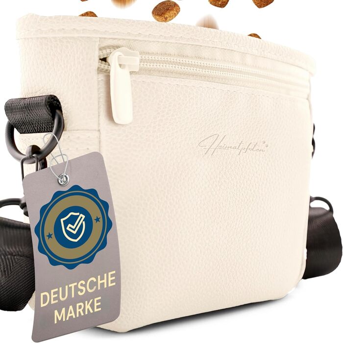 Сумка для ласощів для собак з штучної шкіри, з магнітною застібкою на одну руку, містка (S, кремовий)