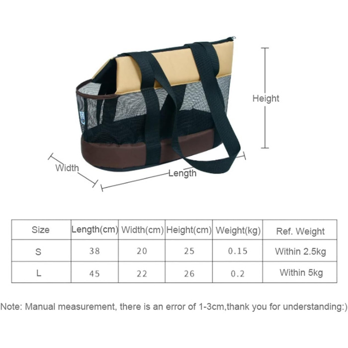 Дихаюча літня переноска для собак та котів, чорна, S, 38 x 20 x 25 см