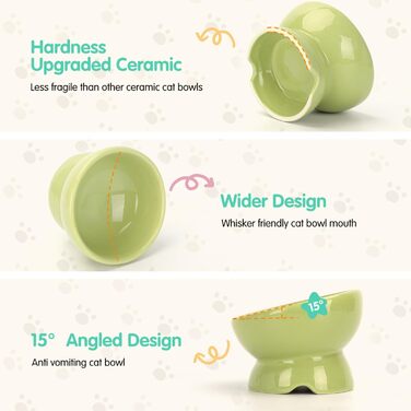 Керамічні миски для котів Nobleza (2 шт.) з нахилом 15° - антиблювотні миски для корму та води, підходять для котів та маленьких собак, білий колір