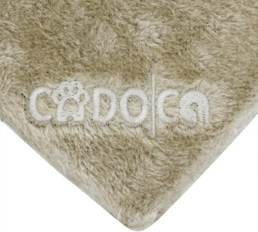 Когтеточка для котів CADOCA 112 см, беж, з будиночком, 3 платформами, 2 ігровими м'ячами та канатом