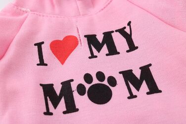 Худі для маленьких собак дівчаток 'I Love My Mom', капюшон, одяг для цуценят, розмір XS, для дівчаток