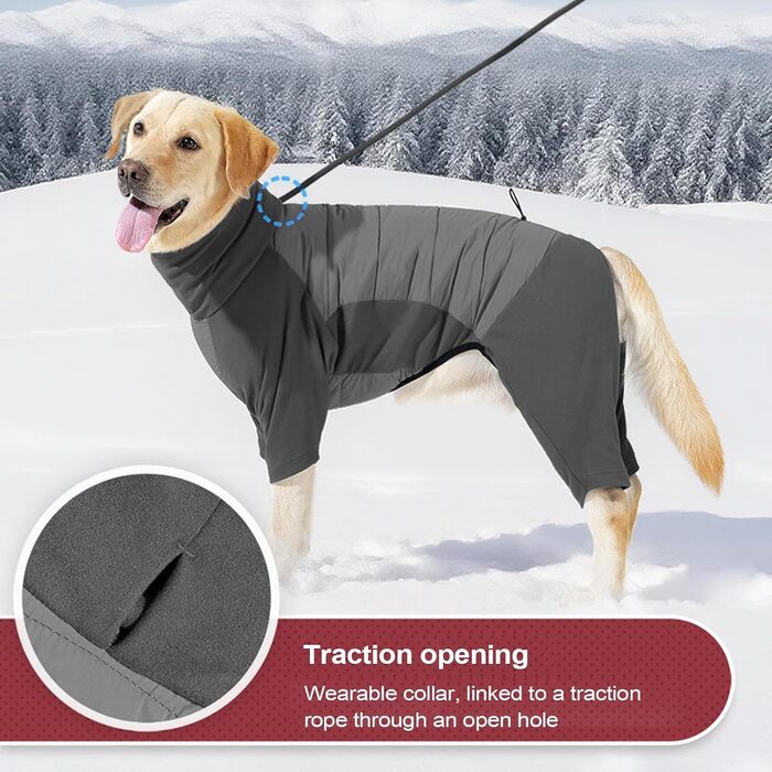 Водонепроникний зимовий теплий одяг для собак середніх та маленьких порід, високий комір, для прогулянок, халуп, кемпінгу (Сірий, XL)