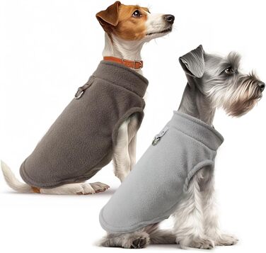 Теплий флісовий пуловер для собак та котів, зимова куртка для собак з повідком (аква+зелений, XL) (сірий+коричневий, M)