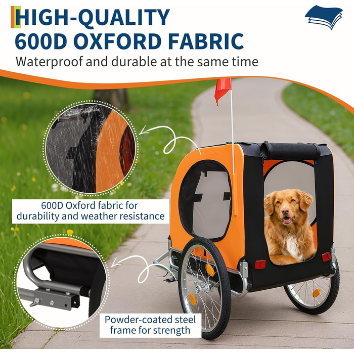 Велика переноска для собак - 40 кг - велотримач для тварин - Оксфорд, складаний, універсальний кріплення, неслизьке покриття та прапор безпеки