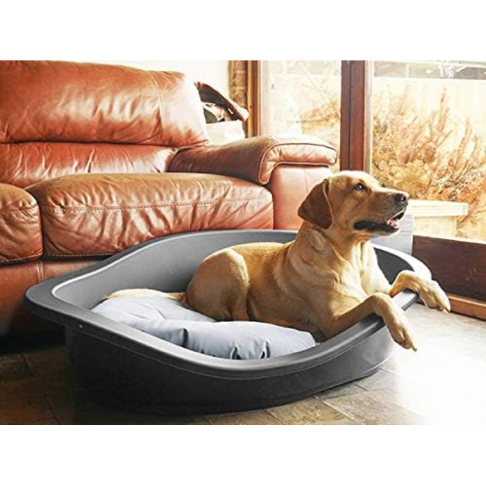 Матрац для собак Rosewood Tough & Mucky 95, водовідштовхувальний, розмір L, 81 см, чорний/сірий, 58 x 83 x 10 см