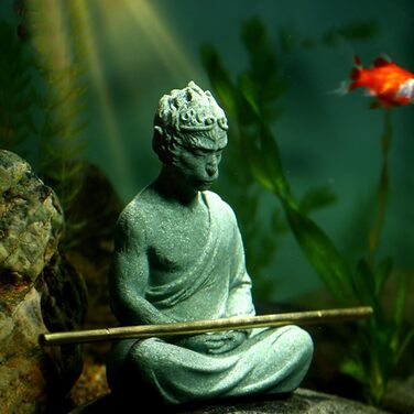 Статуя Будди для акваріума, набір декор для акваріума в стилі дзен з штучними рослинами, статуя медитуючого Будди, пісковик, 11,7 см