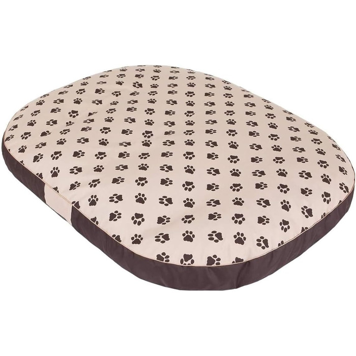 Овальне лежанка для собак, підстилка для собак різних розмірів - міцне, водонепроникне лежанка, м'яке лежанка з піною, підходить для вулиці та прання - 70x50x15 см (M, бежевий з лапами)