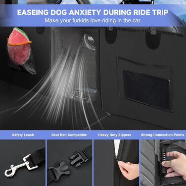 Захисний чохол на сидіння для собак Dorifine з PU-шкіри для заднього сидіння автомобіля. Підходить для собак вагою до 180 кг, 100% водонепроникний, стійкий до подряпин та ковзання. Розмір M (132 x 63 см).