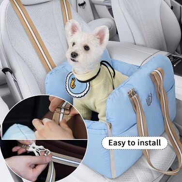 Автокрісло для собак Wakytu – підвищення для собак, водонепроникне, з кишенями для зберігання, до 9 кг, блакитне