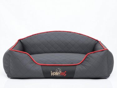 Лежак для собак Hobbydog Elite XXL, штучна шкіра, сірий/чорний, 110x85x30 см