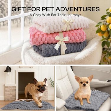 М'яка ковдра для собак та котів Luciphia, 3 шт. у наборі, 52x76 см, фланель, рожева, бежева, сіра