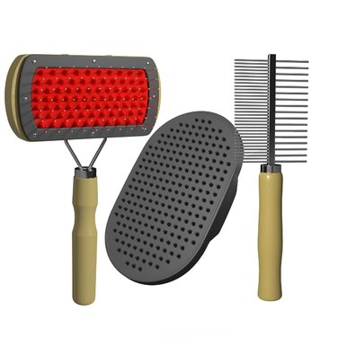 Набір щіток для собак та котів преміум-класу 3 в 1: щітка, зчесалка, гребінець | Для довгої, короткої шерсті, підшерстка