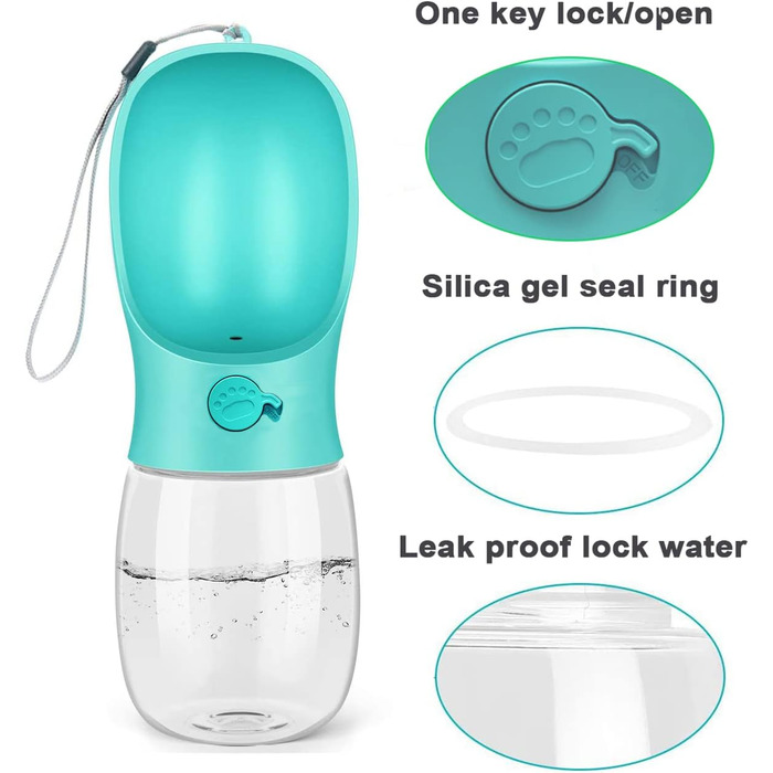 Водяна пляшка для собак Kalimdor: витокозахисна, портативна, 340 мл, блакитна