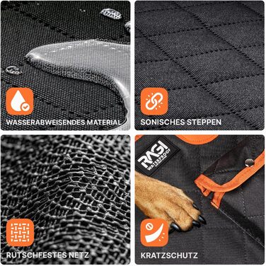 Водонепроникний захист для автосидіння собаки RAGI - 4в1: килимок, захист заднього сидіння, з кріпленням, стійкий до подряпин та ковзання. Підходить для всіх авто