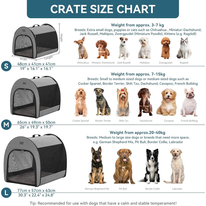 Складана переносна дихаюча сумка-бокс для собак Petsfit M, сіра, із вигнутим дизайном, антивідкривною блискавкою та плюшевою подушкою, для дому