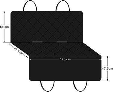 Автомобільний аксесуар для собак Todeco: зручний, миючий, знімний автокрісло для великих та середніх собак з фіксатором, кишенями та водонепроникним покриттям (чорний)