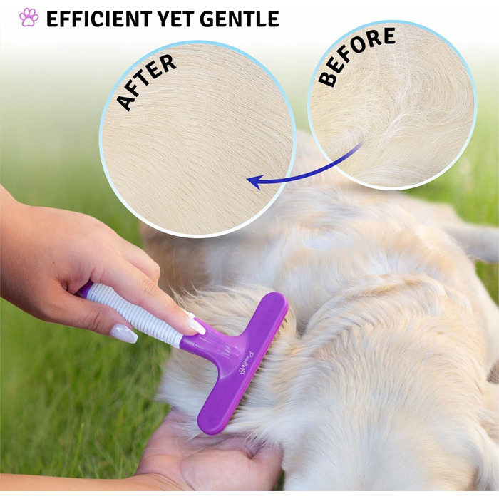 Гребінець для догляду за пуделем | Інструмент для видалення шерсті з невеликими сталевими зубцями | 2 ряди голок для видалення ворсу | фіолетовий грифель