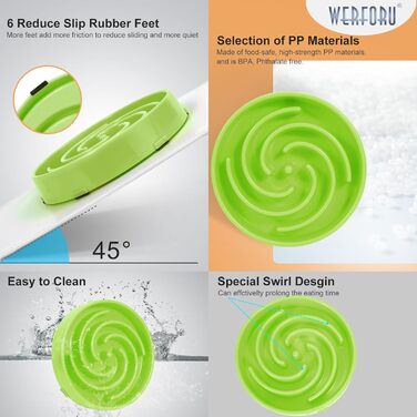 Німецький інтерактивний миска для собак, повільне годування, анти-заковтування, безпечна та довговічна, екологічна (K-grasgrün)