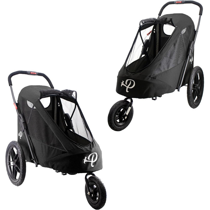 Petique Breeze - візок для собак великих порід, чорний, з повітряними колесами, трансформується у велопричіп, 1 шт.