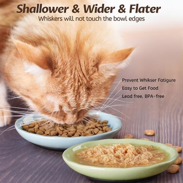 Набір мисок для котів з неслизьким дном, кераміка, анти-котячий пух, 4 шт. (гофрований стиль)