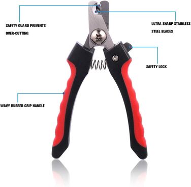 Набір для догляду за шерстю собак та котів Tonyg-p: щітка, гребінець від бліх, стригувач та пилка для нігтів (6 шт)