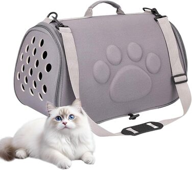 М'яка переноска для тварин, переноска для собак та котів з плечовим ременем для прогулянок | Сумка-переноска для цуценят, для ветеринарних візитів, міських активностей, подорожей, піших прогулянок, відпочинку на природі (Сірий, L)