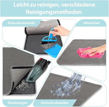 Matte Plazzid® для котячого туалету: XXL, 90x60 см, сіра, водонепроникна, з кріпленням