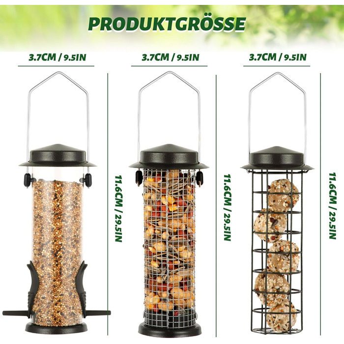 Набір годівниць для птахів Urban Deco 3 шт. з міцного металу, коричневі