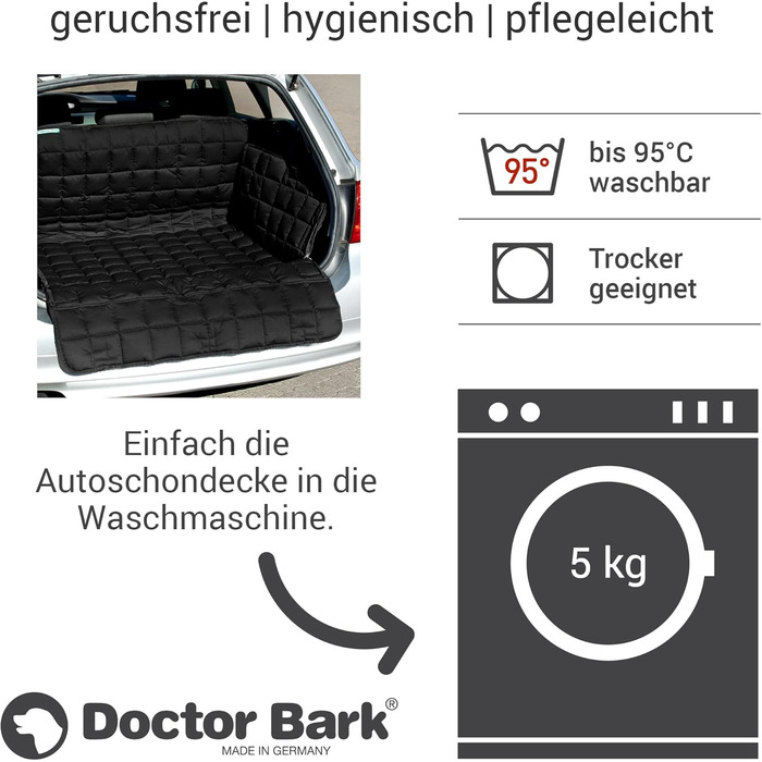 Захист для багажника Doctor Bark з підкладкою та захистом краю вантажного отвору, захист з усіх боків, миючий та гігієнічний - з бавовняної сумішевої тканини (Розмір L - 100x100 см/Чорний)