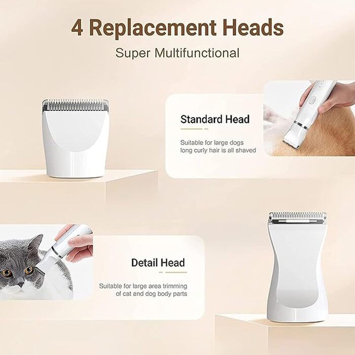 Триммер для собак та котів 4-в-1: стрижка лап, обличчя та тіла. Безшумна, вологостійка, акумуляторна модель