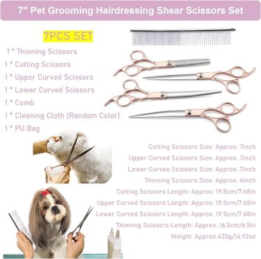 Набір професійних ножиць для грумінгу собак та котів Haustierschere 4 шт. з PU-чохлом