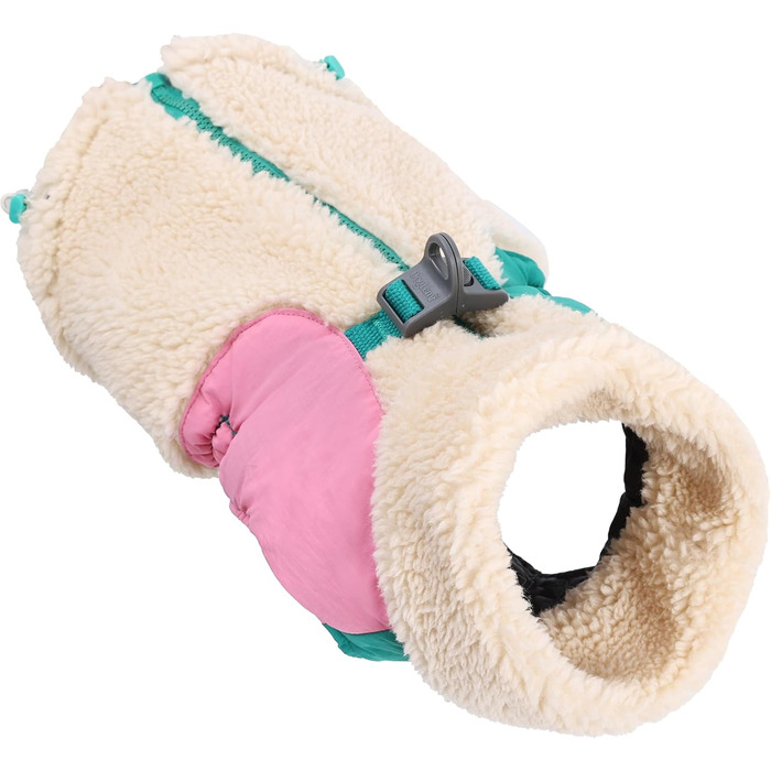 Зимовий теплий пуховик для собак з флісовою підкладкою, вітронепроникна куртка для холодної погоди з отвором для повідка (Бежевий, XL)