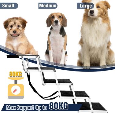 Сходинки для собак великих порід: портативні, складні, з антиковзким покриттям, для авто, SUV, вантажівок (до 80 кг, 5 сходинок)