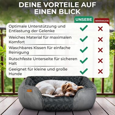 Зручне ліжко для собак - м'яке, комфортне, миється, з антиковзаючим покриттям, наповнювач PP Cotton та подрібнений пінопласт, міцний дизайн, для маленьких собак, сірий колір, розмір S