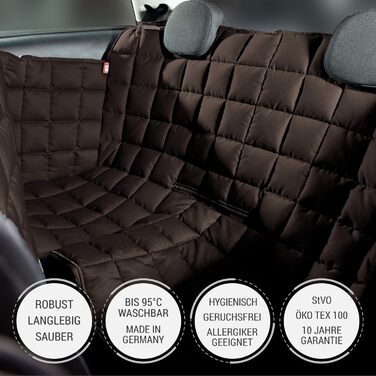 Захист для заднього сидіння автомобіля Doctor Bark Cabrio - водовідштовхувальний килимок для собак, коричневий, універсальний розмір, стійкий до подряпин