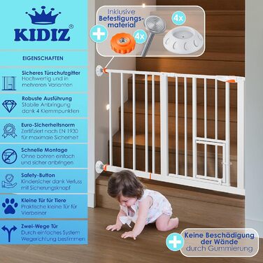 Захист для воріт KIDIZ®: сітка-захист для дітей, собак та котів, без свердління, розширювана, похила, оранжева (102-115 см)