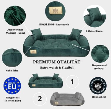 Крісло-ліжко для собак великих порід King Dog XL, 115 x 95 см, зелене, з велюру, ортопедичне, легко миється