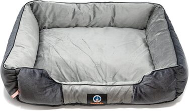 Розкішна собача лежанка з велюру з додатковим наповнювачем та блискавками (розмір M, сіра)