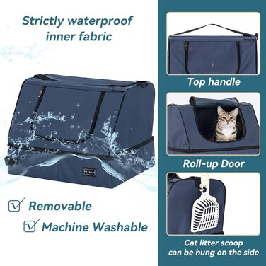 Портативний туалет для котів Petsfit - складаний, легкий, для подорожей, 44x33x34 см, блакитний